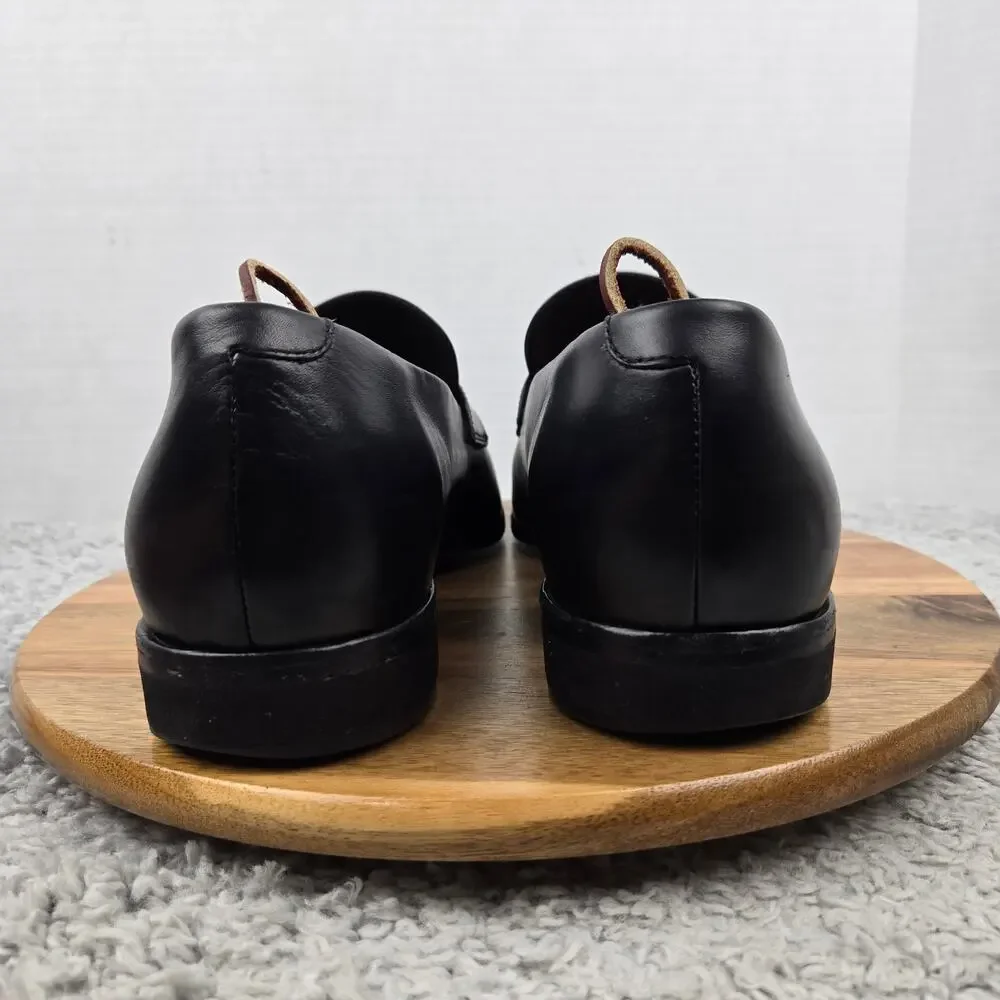 Wolf and Shepherd Men 14 Ringer Black Leather Business Casual Daily Penny Loafer